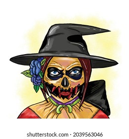 Dia de muertos woman closeup makeup