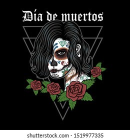 dia de muertos woman vector illustration for your company or brand