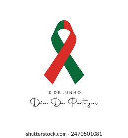 Dia De Portugal.
Portugal Flag Ribbon Vector. Translation : Portugal Day