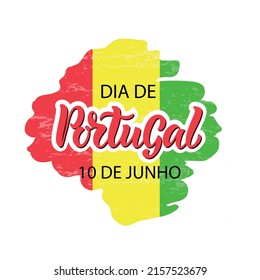 Dia de Portugal-Portugal Nationalfeiertag in portugiesischer Handschrift für Feiertage am 10. Juni. Vektorgrafik für Banner, Poster, Grußkarte. Moderne Pinselkalligraphie. Handschrift