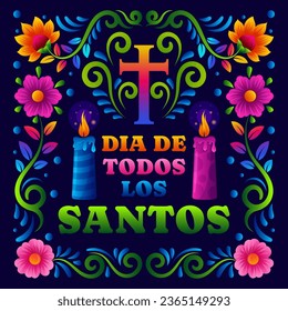 Dia de todos los santos with colorful mexican folk art design