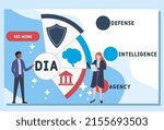 DIA - Defense Intelligence Agency acronym. business concept background. vector illustration concept with keywords and icons. lettering illustration with icons for web banner, flyer, landing pag