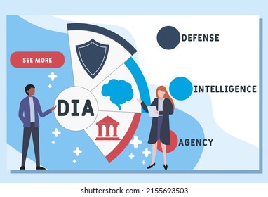 DIA - Defense Intelligence Agency acronym. business concept background. vector illustration concept with keywords and icons. lettering illustration with icons for web banner, flyer, landing pag