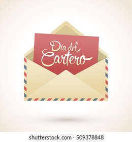 Dia del Cartero - Mailman day spanish text, National Thank A Mailman Day vector card