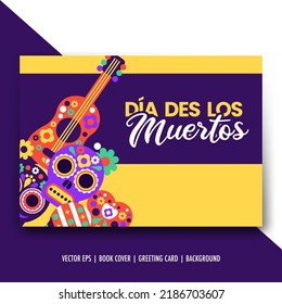 Dia des los muertos vector background with flower, skull, sombrero isolated objects

Keywords language: English