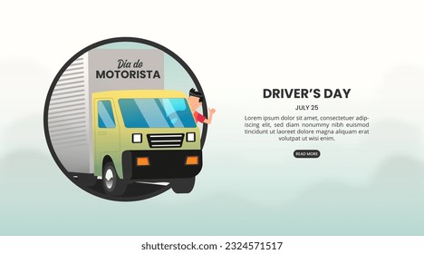 Dia do motorista or drivers day background with a thumb up of driver truck