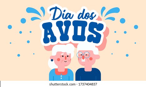 Dia dos avós illustration vector. Flat illustration of happy grandparents' day