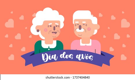 Dia dos avós illustration vector. Flat illustration of happy grandparents' day