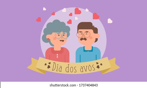 Dia dos avós illustration vector. Flat illustration of happy grandparents' day