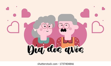 Dia dos avós illustration vector. Flat illustration of happy grandparents' day