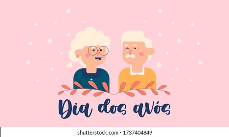 Dia dos avós illustration vector. Flat illustration of happy grandparents' day