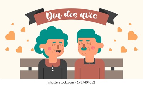 Dia dos avós illustration vector. Flat illustration of happy grandparents' day