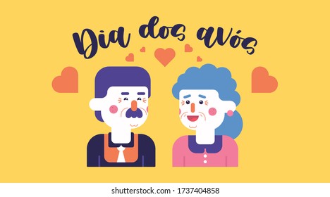 Dia dos avós illustration vector. Flat illustration of happy grandparents' day