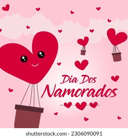 Dia Dos Namorados Hand Drawn Vector illustration