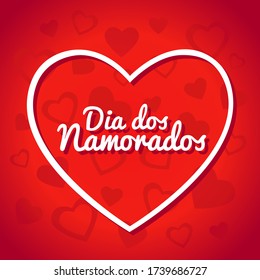 Dia dos Namorados, happy Valentines day in Portuguese on hearts background