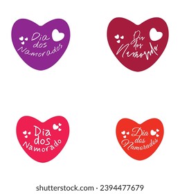 Dia dos namorados, happy Valentines day in Portuguese on hearts background. Can be used to decorate cards.