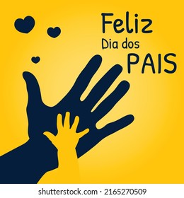 Dia dos pais card fathers day card with love and cute hand illustration