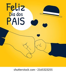 Dia dos pais card fathers day card with love and cute hand illustration