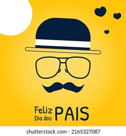 Dia dos pais card fathers day card with silhouette