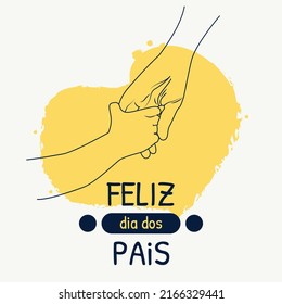 Dia dos pais card fathers day card with cute hand illustration