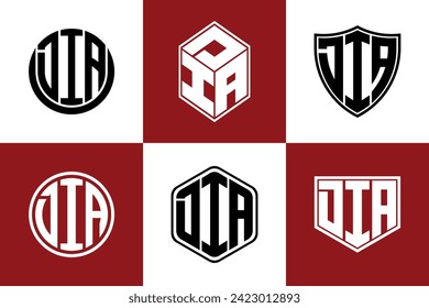 DIA initial letter geometric shape icon logo design vector. monogram, lettermark, circle, polygon, shield, symbol, emblem, elegant, abstract, wordmark, sign, art, typography, icon, geometric, shape