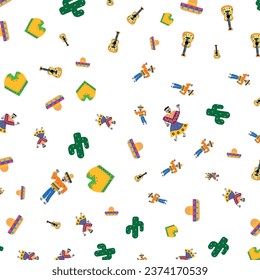 Dia Los Muertos, Day of the Dead or Mexican Halloween pattern vector illustration. 