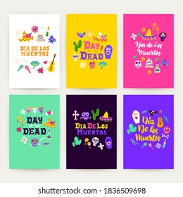Dia Los Muertos Posters. Vector Illustration of Mexican Holiday Greeting Cards.