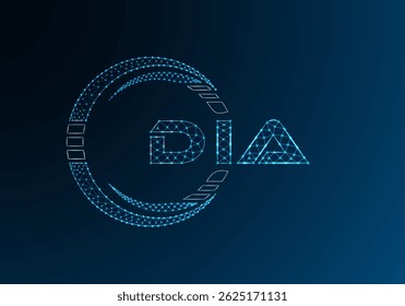 DIA low poly letter logo vector design. DIA lower poly logo design. 