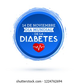 Dia mundial de la Diabetes, World Diabetes Day 14 november spanish text. vector Diabetes blue circle symbol, emblem, icon.