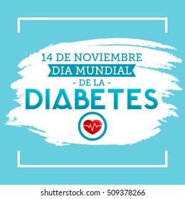 Dia mundial de la Diabetes - Dia Mundial da Diabetes 14 novembro texto espanhol. Cartão de ilustração vetorial, cartaz ou banner