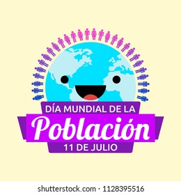 Dia Mundial de la Poblacion, World Population Day spanish text vector design