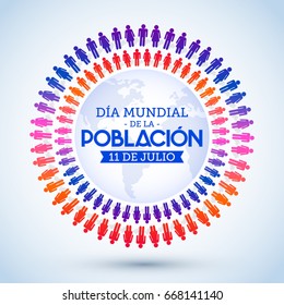 Dia Mundial de la Poblacion, World Population Day spanish text vector design