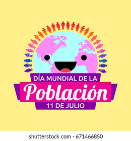 Dia Mundial de la Poblacion, World Population Day spanish text vector design