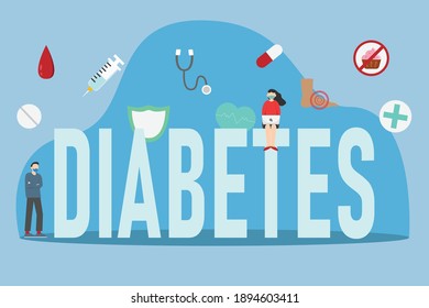 Concepto de vector plano 2D de la diabetes para banner, sitio web, ilustración, página de aterrizaje, volante, etc.