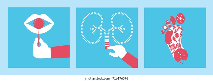 Diabetes affects blindness, kidney failure, and amputation. Concept graphic vector