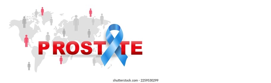 Diabetes awareness, men health. Prostate cancer awareness realistic blue ribbon on world map with icons people. Design template for Info-graphics for websites magazines, isolated on white background