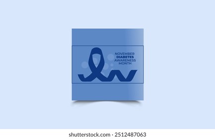 Banner do vetor do mês da conscientização da diabetes com fita azul, fita azul brilhante. design do cartão de saudação para o mês da conscientização da diabetes de novembro. simples, mínimo e cor. usado para cartaz, banner