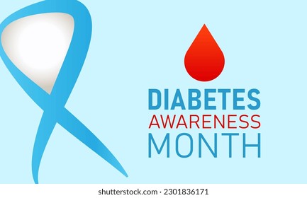 Mes de concienciación sobre la diabetes. Plantilla vectorial para banner, tarjeta de saludo, afiche con fondo. Ilustración vectorial.