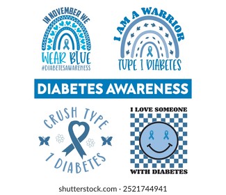 Diabetes Awareness I Wear Blue Para Diabetes Awareness Crush Tipo 1 Diabetes Luchamos Juntos Diabetes Warrior Noviembre Llevamos Blue Hope Faith Cure