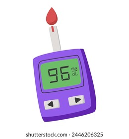 diabetes sangre con glucómetro Vector