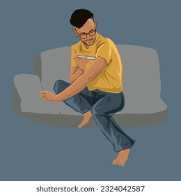 diabetes boy injecting self insulin. diabetes concept