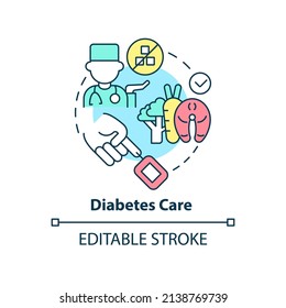 Diabetes Care Concept Icon. Chronic Disease Treatment. Medical Center Service Abstract Idea Thin Line Illustration. Isolated Outline Drawing. Editable Stroke. Arial, Myriad Pro-Bold Fonts Used