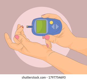 Diabetes checking blood sugar level 