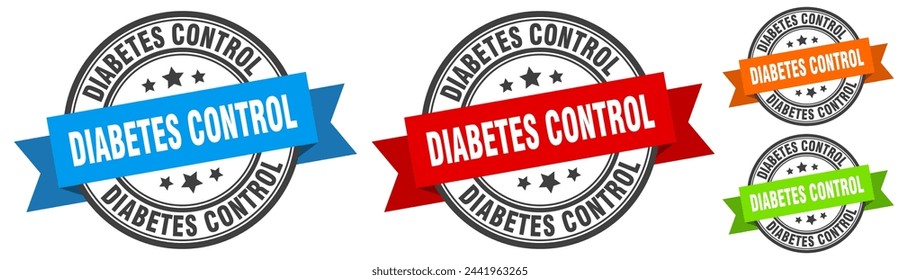 diabetes control stamp. diabetes control round band sign set. Label