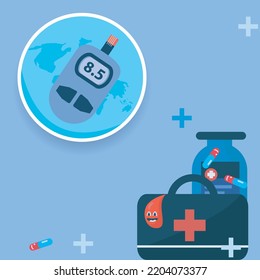 diabetes day vector ilustration teamplate with character asset for your design 