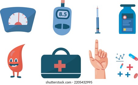 diabetes day vector ilustration teamplate with character asset for your design