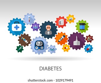 Diabetes flat icon concept. Vector illustration. Element template for design.