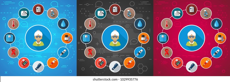 Diabetes flat icon concept. Vector illustration. Element template for design.