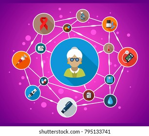 Diabetes flat icon concept. Vector illustration. Element template for design.