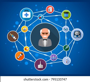 Diabetes flat icon concept. Vector illustration. Element template for design.